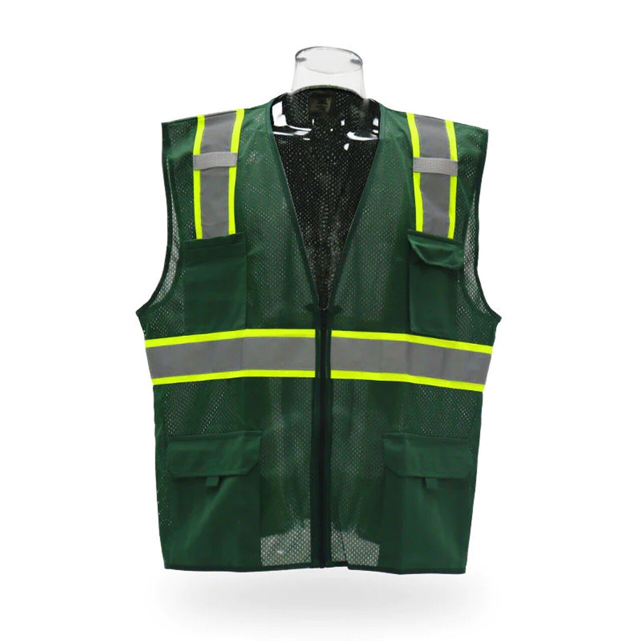 Multi Pocket High Visibility Reflective Safety Vest with Zipper Front 100% Polyester